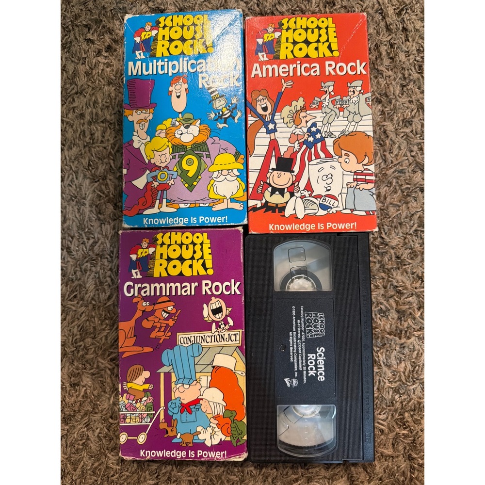Schoolhouse Rock VHS Lot Multiplication America Grammar Science Rock 1995 ABC